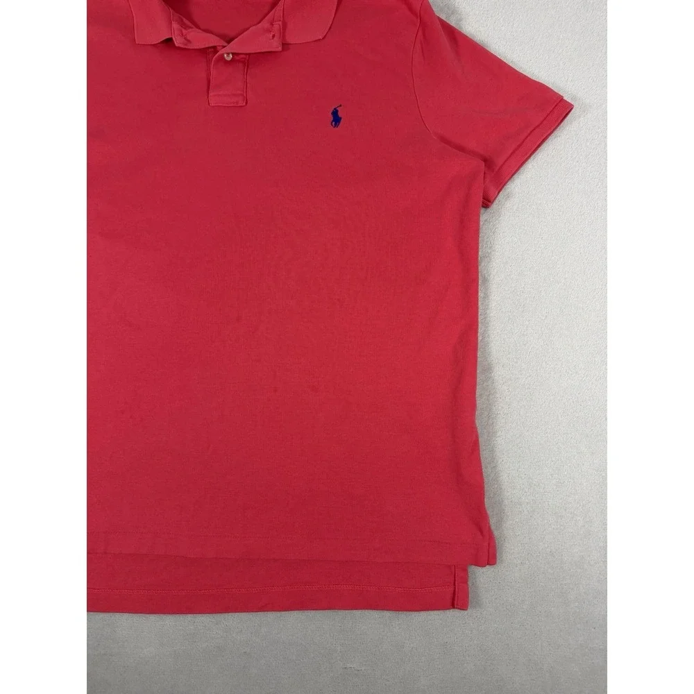 Polo Ralph Lauren Mens XL Pink Short Sleeve Iconic Mesh Pony Logo Polo Shirt XL